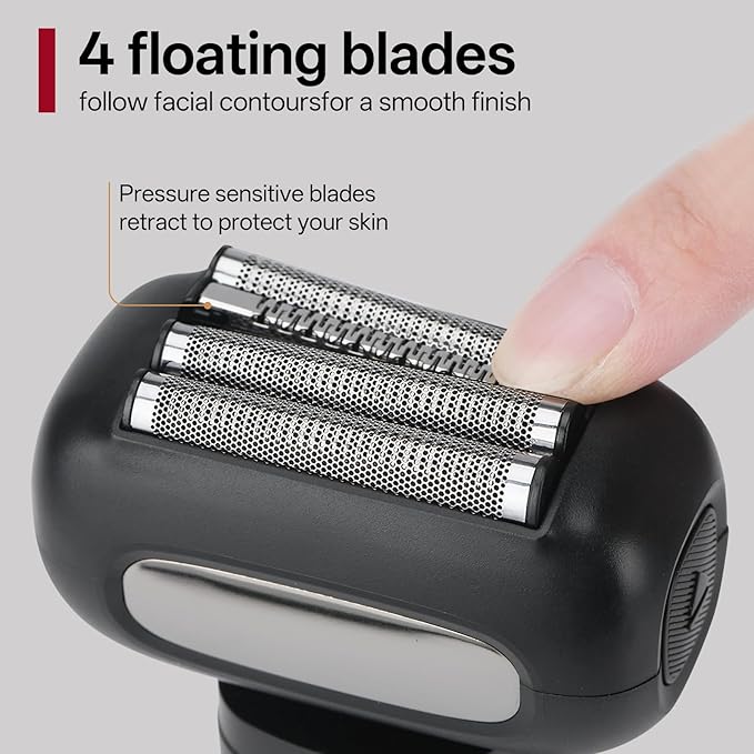 PRITECH Electric Razor Men Shaving Face, Men Electric Shaver, Close Electric Foil Shaver Waterproof with LED Display & USB C Fast Charge (Black)