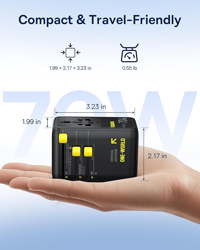 Baseus 70W Universal Travel Adapter and Baseus 60W Retractable USB C Cable