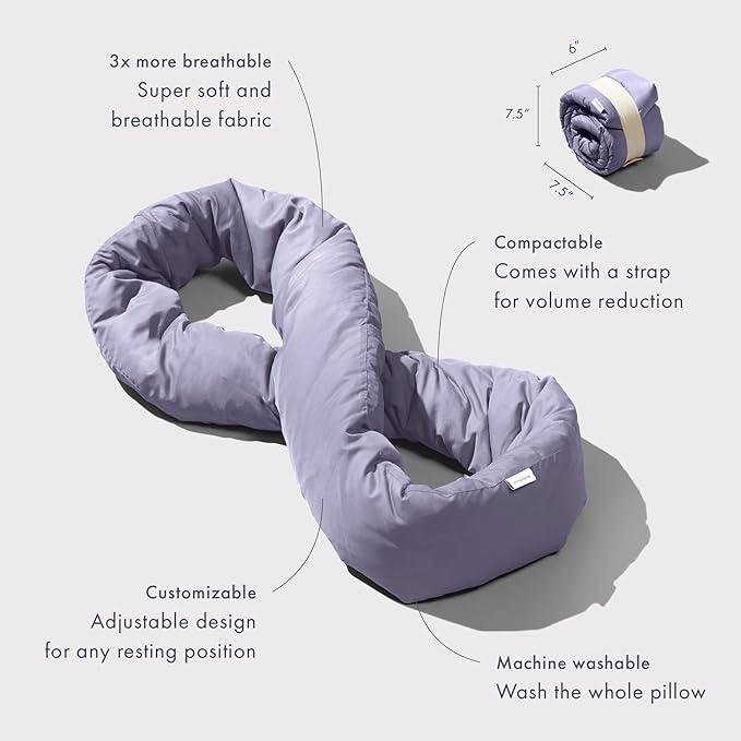 Huzi Infinity Pillow - Home Travel Soft Neck Scarf Support Sleep (Purple)