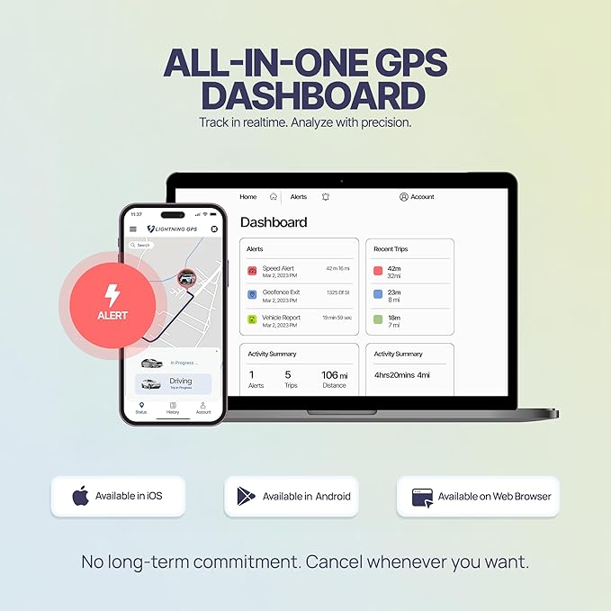 Lightning GPS GL300 GPS Tracker for Vehicles – Real-Time Location Tracking, Anti-Theft & Fleet Management, Speed & Mileage Monitoring, Wireless Hidden Device for Cars & Trucks – Subscription Required