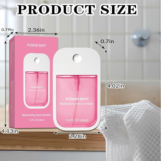 Power Mist Hydrating Hand Sanitizer Spray, Portable Travel-Size Hand Sanitizer Spray, 500-Sprays Each，Suitable for Both Adults and Children (Strawberry)