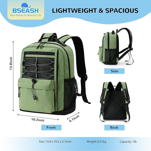 10L Small Size Casual Backpack for Kids Girls Boys Ages 3-9, Mini Waterproof Outdoor Sport Travel Hiking Camping Daypack (Black)