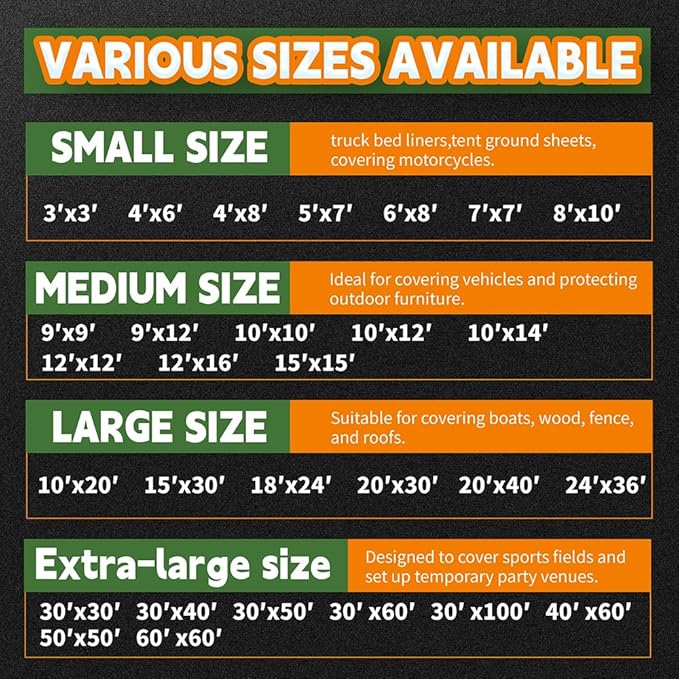 RAINDEWAY Tarps Heavy Duty Waterproof 6x15 Feet, 10Mil Multipurpose Poly Tarp Cover with Metal Grommets and Reinforced Edges, Silver/Brown Tarp