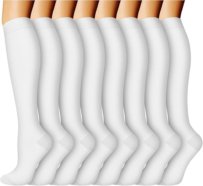 ACTINPUT 8 Pairs Compression Socks for Women & Men,Support Compression Stockings for Medical Running Athletic