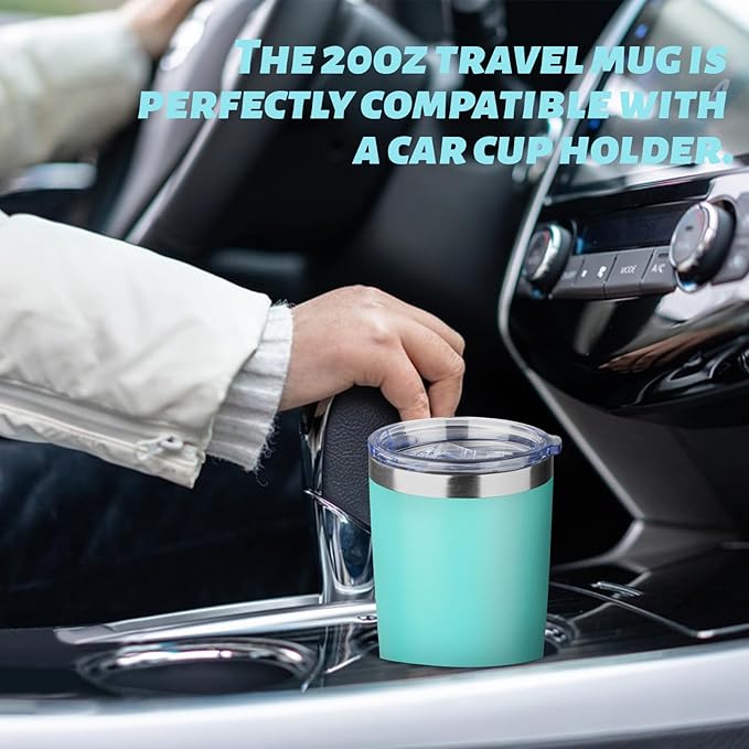 20oz Tumbler with Straw and Brush, Stainless Steel Vacuum Insulated tumbler, Double Wall Insulated Coffee Tumbler for Outdoor, Home, Travel,Office (Light Green,1pcs)