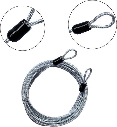 30FT 3mm Outdoor Travel Long Security Cable Lock,Braided Steel Coated Safety Cable Luggage Lock,Safety Cable Wire Rope Double Loop Lightweight (1 Pack)