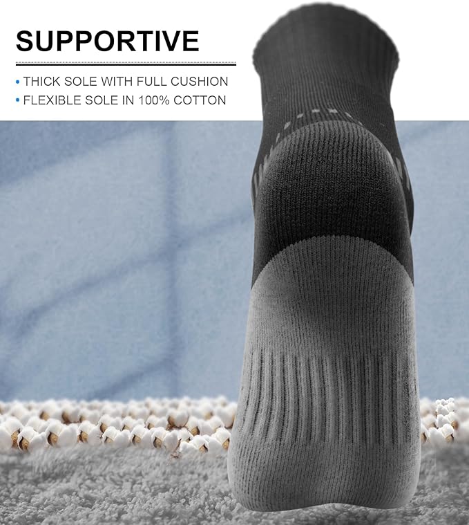 BULLIANT Compression Socks for Men 6Pairs, Athletic Crew Socks Cushioned For Men Sports Running-Arch Support