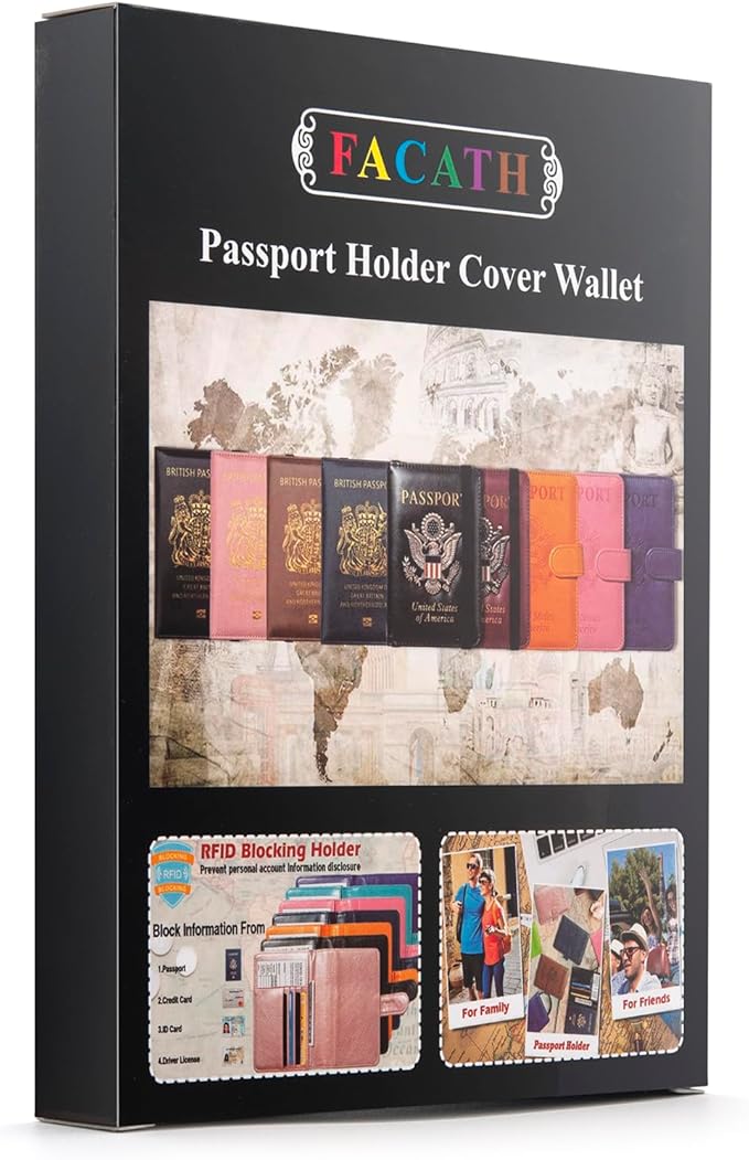 Passport Holder for Travel Passport Cover for Men Passport Wallet Case with Metal 3D Metal Badge Protector Leather Card Case RFID Blocking Women Travel Accessories Document Organizer (Green)