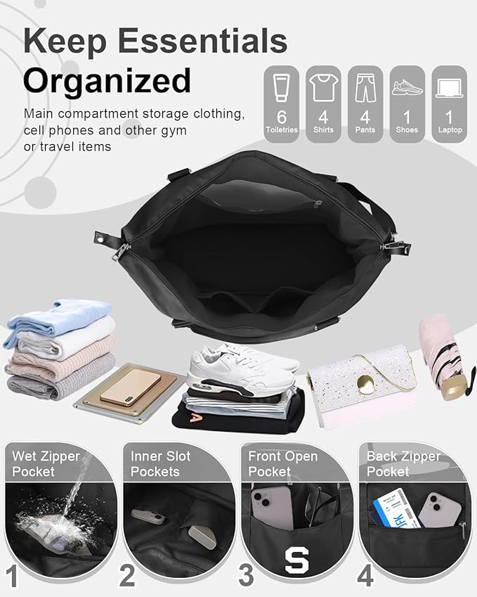 Initial Travel Duffel Bag Sports Gym Bag for Boys Teen Birthday Gifts,Black Personalized Weekender Bag Carry On Tote Bags for Men,Waterproof Overnight Luggage Bag Airplane Travel Essentials(Letter S)