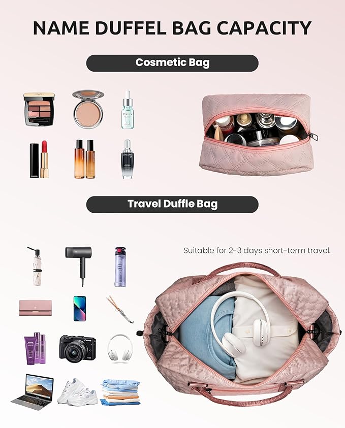 Gifts for Girls - 5 6 7 8 9 10 11 12 13 14 15 16 Year Old-Kid Duffle Bag with Shoe Compartment, Overnight Bag, Letter Travel Bag with Makeup Bag, Birthday Gift for Women Girl (Letter L)