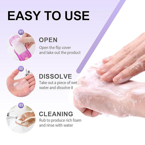 500PCS Eco Travel Soap Leaves, Portable Cleanser with 5 Scents, Paper Hand Cleaner Fragrance Color Soap Paper, Biodegradable Hand Washing Sheets for Camping/Hiking (6.5x4cm)