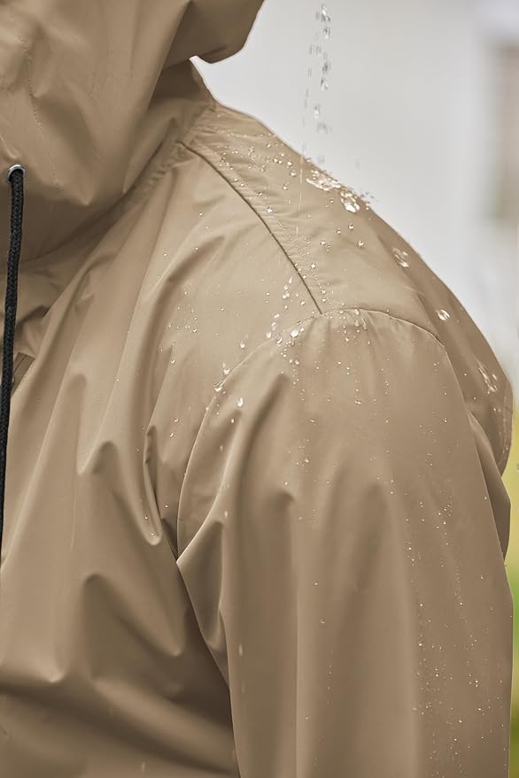 COOFANDY Men's Long Raincoat Ligtweight Rain Jacket Waterproof Outdoor Jackets with Hood