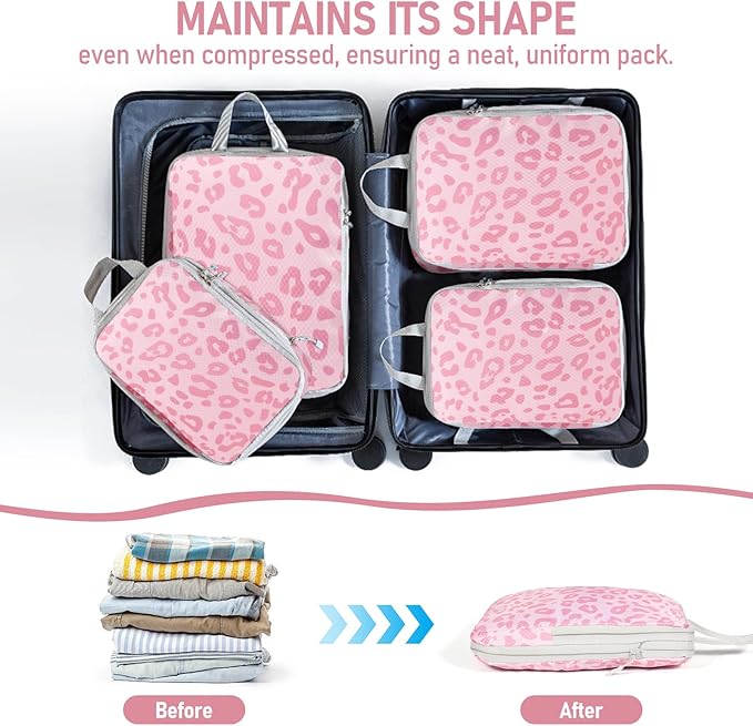 4-Piece Packing Cube Set - Lightweight Luggage Organizers for Travel, Vacation and Suitcases - Durable Accessories with Compression
