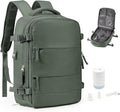Vacuum Backpack Travel Laptop Backpacks For Women Men Carry On Backpack With Vacuum Compression Bags Seal Packing Personal Item Travel Bag Vacpack Backpacks With Pump Olive Green