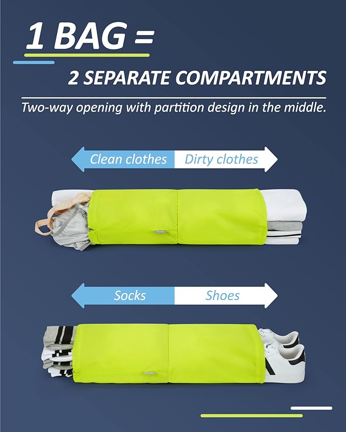BAGSMART 6 Set Compression Packing Cubes - Lightweight Travel Essentials, Durable Luggage Organizer