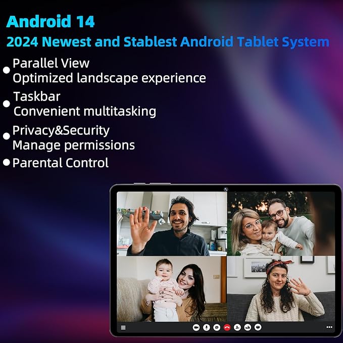 Android 14 Tablet,10 inch Tablets, Octa Core CPU, 10GB+64GB+512GB Expansion, 1280x800 HD IPS Touchcreen Display , Wi-Fi6, Dual Camera, 6000mAh Battery, Bluetooth5, 2 in 1 Tablet PC,Widevine L1