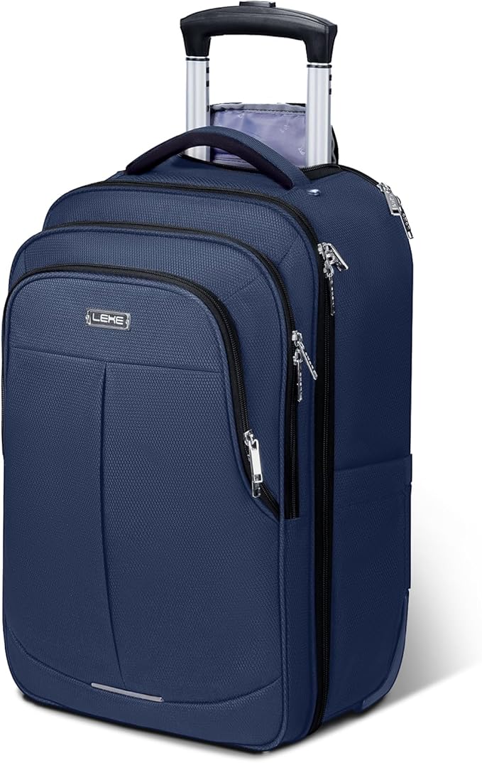 Rolling Backpack for Adults,18 Inch Waterproof Carry on Backpack with Wheels,Wheeled Backpack Carry on Luggage,Trolley Laptop Backpack with Wheels, Navy Blue Large