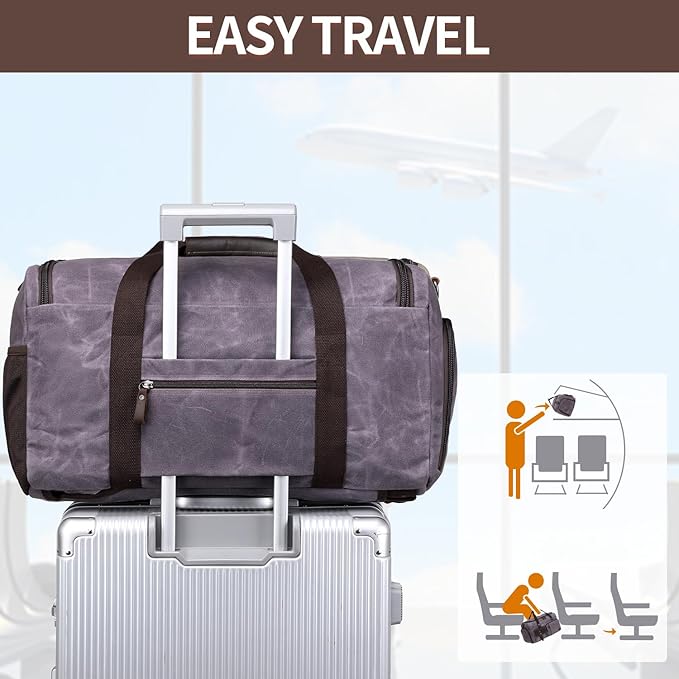 Travel Duffle Bag Weekender Bag with Shoe Compartment Overnight Bag for Men Travel Bag Carry On Lugguage Gray