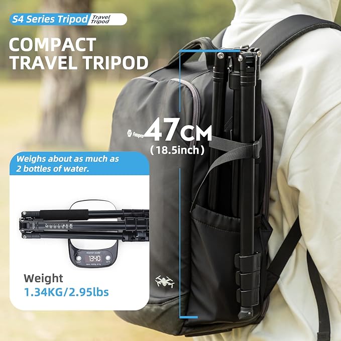 Fotopro 78" Camera Tripod, Aluminum Compact Travel Tripod and Monopod with 360° Fluid Head Quick Release Plate, Professional Video Tripod for DSLR, Load up 6.6lbs