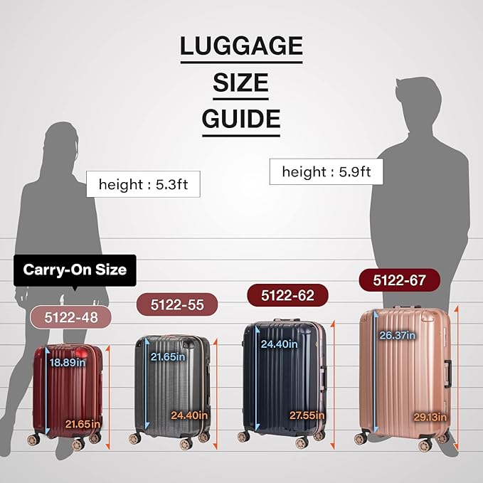 LEGEND WALKER Hardside Expandable Zipper Luggage, 24-inch, Mocha, 5122-55-MC