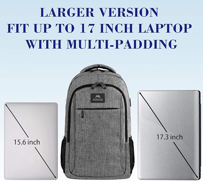 17 Inch Laptop Backpack, MATEIN TSA Large Backpack for Travel and Business with USB Charger Port, Water Resistant Big Flight Approved Weekender Carry-On Backpack with Luggage Sleeve for Women and Men