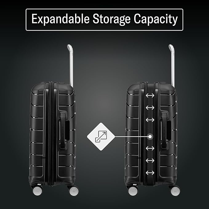 Samsonite Freeform Hardside Expandable with Double Spinner Wheels, White, Checked-Medium 24-Inch