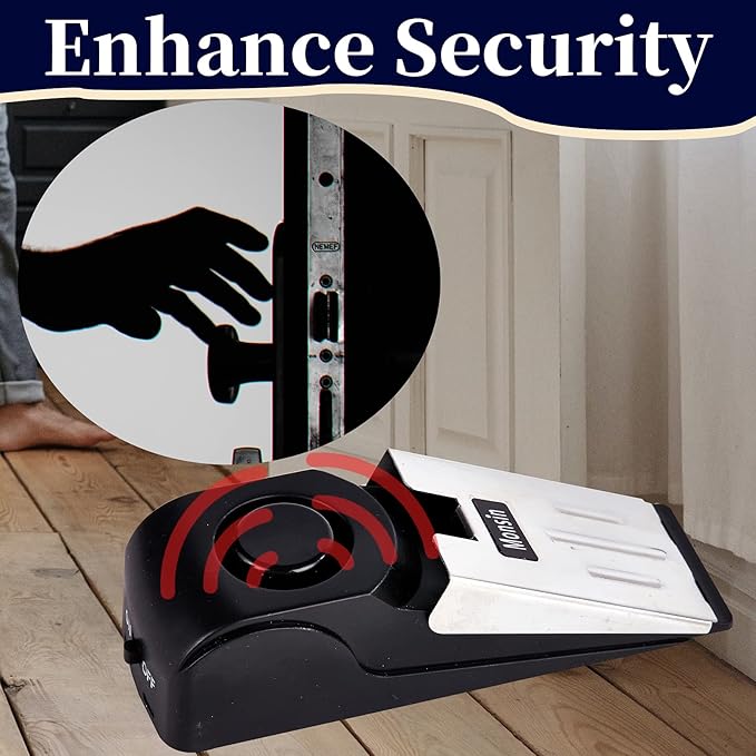 Door Stop Alarm, Door Stopper with 120DB Security Alarm, Floor Wedge Doorstop for Travel Apartment Home House (Pack of 3)