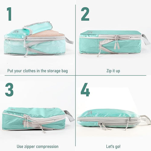 4-Piece Packing Cube Set - Lightweight Luggage Organizers for Travel, Vacation and Suitcases - Durable Accessories with Compression
