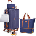Hoteel 3 Piece Luggage Set with Spinner Wheels (4-YEAR WARRANTY), Carry on Luggage for Travel with TSA Lock, Hardshell ABS+PC Suitcase Set, 20" Suitcase + Expandable Duffel Bag+Cosmetic Bag(Dark Blue)