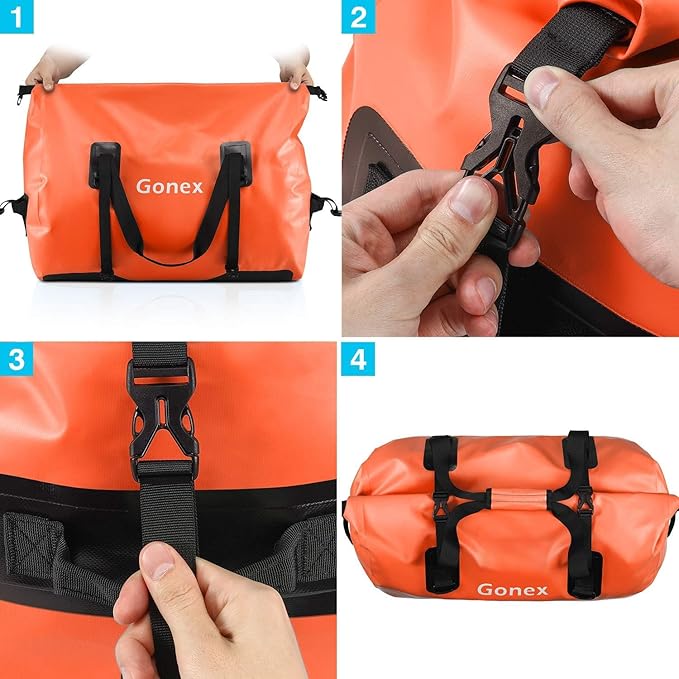 Gonex 40L 60L 80L Extra Large Waterproof Duffle Travel Dry Duffel Bag Heavy Duty Bag with Durable Straps & Handles for Kayaking Paddleboarding Boating Rafting Fishing