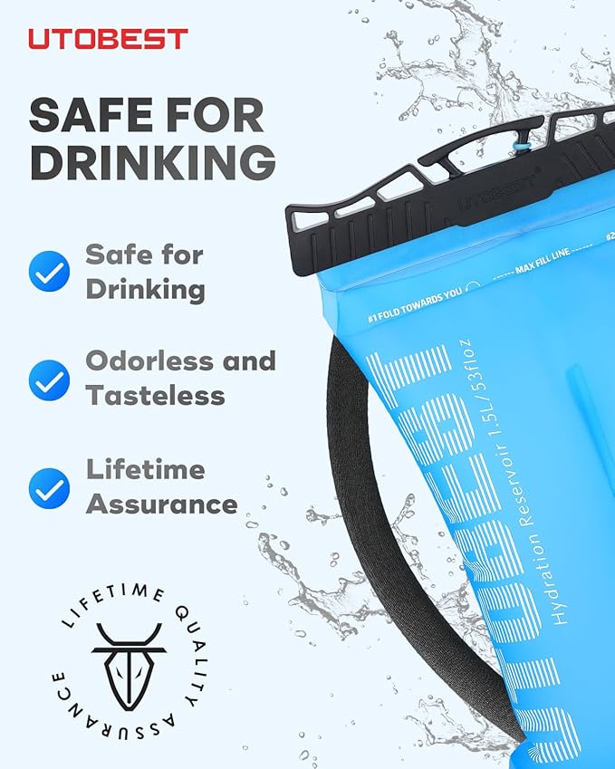Hydration Bladder,TPU Water Bladder,Water Bladder for Hiking Backpack,BPA Free,Wide Opening,Leak-Proof,Water Reservoir for Hiking Cycling Camping Running