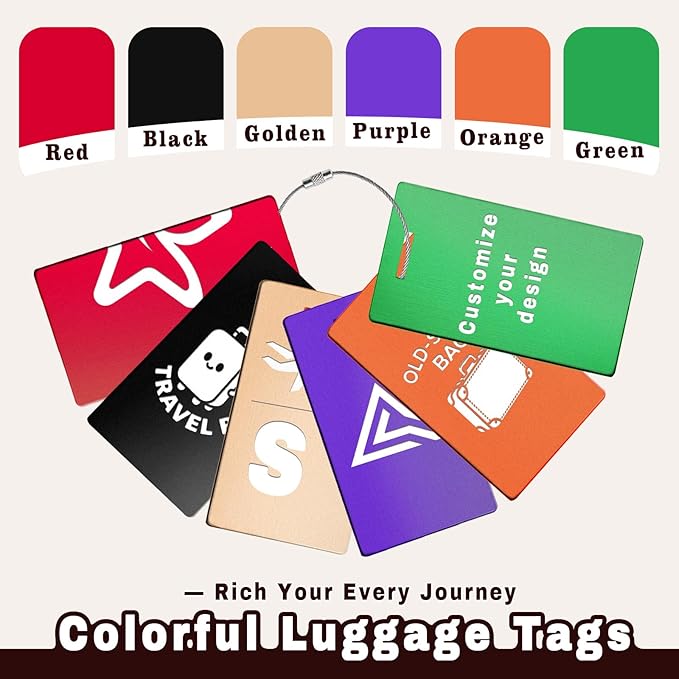 4PCS Personalized Luggage Tags for Travel Durable Aluminium Luggage Tags for Suitcases Custom Bag Tags for Backpacks Heavy Duty Personalized Name Tags for Birthday Gifts(Large,Red)