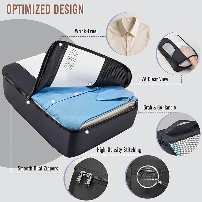 Veken 10 Set/8 Set Packing Cubes for Travel Essentials, Suitcase Organizer Bags in 4 Sizes, Carry-On Luggage Accessories with Large Laundry & Toiletry Bag, Must-Have for Airplane, Road Trip & Camping