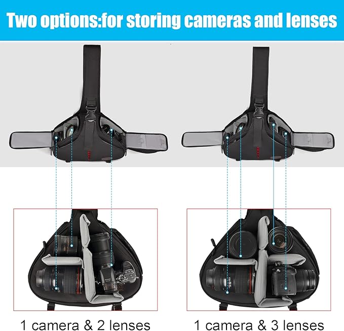 CADeN Camera Bag Sling Shoulder Bag Camera Case Waterproof with Rain Cover Tripod Holder, Compatible for DSLR/SLR Cameras (Canon Nikon Sony Pentax) and Accessories Shoulder Camera Bag