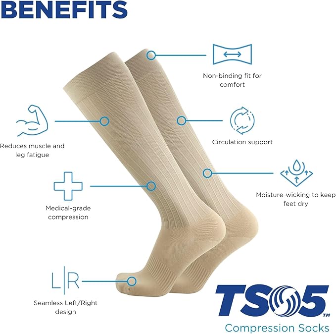 Medical Grade Compression Socks for Men & Women 15-20 mmHg by OrthoSleeve (Black w/Stripes, Small)