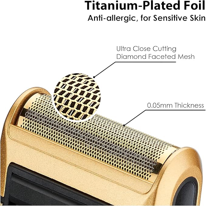 Retro Electric Razors for Men with Beard Trimmer, Rechargeable Mens Titanium- Plated Foil Shavers, Strong Power (Gold)