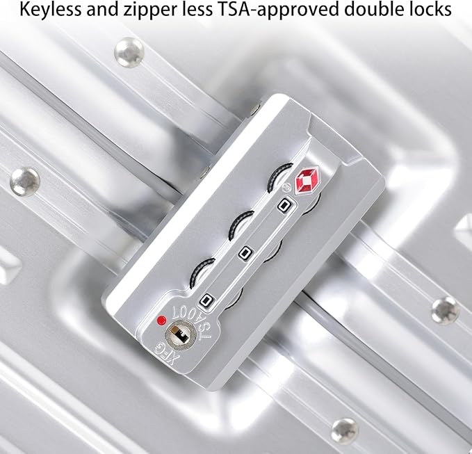 Metal All Aluminum Carry-on Luggage TSA Customs Lock Zipperless Silent Rotary Wheel Business Suitcase Aluminum Frame Set (titanium gold, 2Piece(20/28))