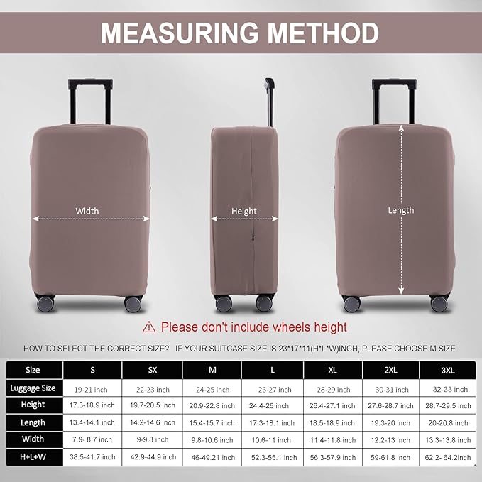 Travel Luggage Cover Suitcase Protector Scratch-Resistant Fit 19-31 Inch Suitcase, Not Included Suitcase (Khaki, L(26-27 inch))