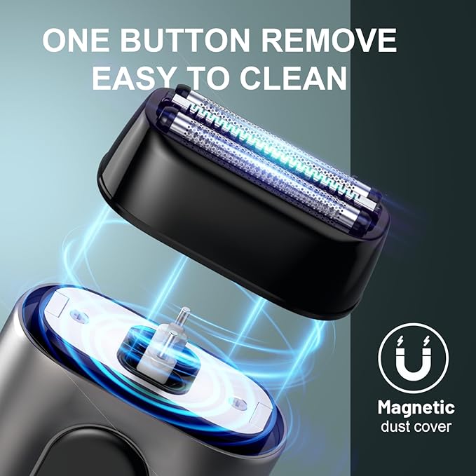 Electric Foil Shavers for Men: Mini Electric Razor with Big LED Display & 3 Floating Blades - IPX7 Waterproof Wet Dry Face Razor, USB Type C