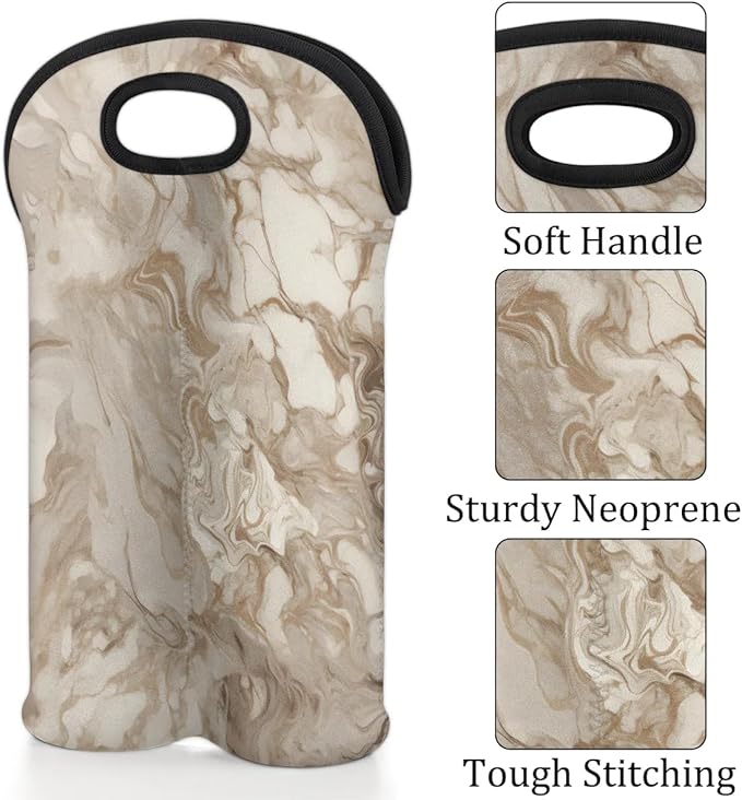 Wine Carrier Tote Personalized Bag for 2 Bottles - Neoprene Wine Bottle Holder with Carry Handle, Wine Protective Bag Insulated Bag Beer Cans Water Bottle Holder for Travel Picnic,Style1