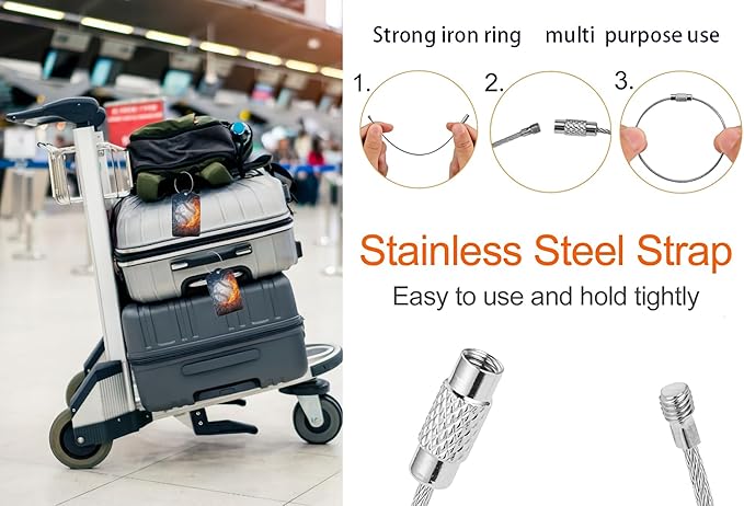 2 Pack Luggage Tags for suitcases Cute Baseball Luggage Tag, Leather Stainless Steel Loop Label Tag for Men Women Travel Bag Suitcase(Baseball)