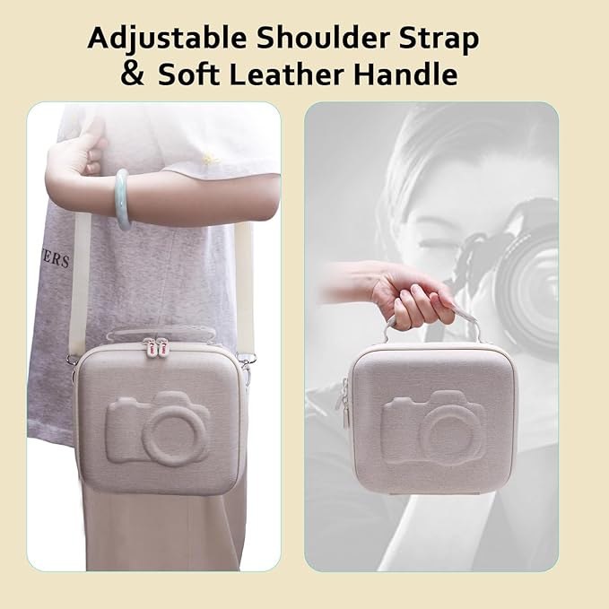 Hard Camera Case Bag Compatible with Canon EOS Rebel T7/T100/T6/R50/R6 or Kodak Pixpro AZ405/AZ425/AZ255/AZ401/AZ252/AZ528 DSLR Camera,for Canon Sony Kodak Panasonic Nikon Mirrorless Camera,Cream