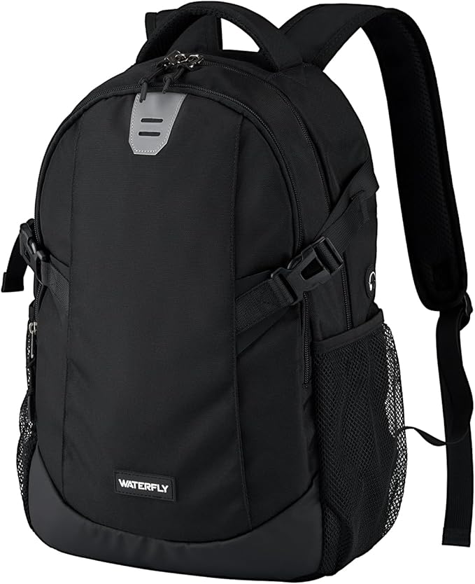 WATERFLY Small Casual Travel Backpack: 20L for Men Women Work Commuter Everyday EDC Daypack Hiking Gym Sport Workout Black