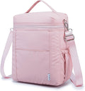 NOL Natural Organic Lifestyle Insulated Lunch Bags for Women Cooler Bag Lightweight Nylon Waterproof Lunch Box For Work (Pink, Large)