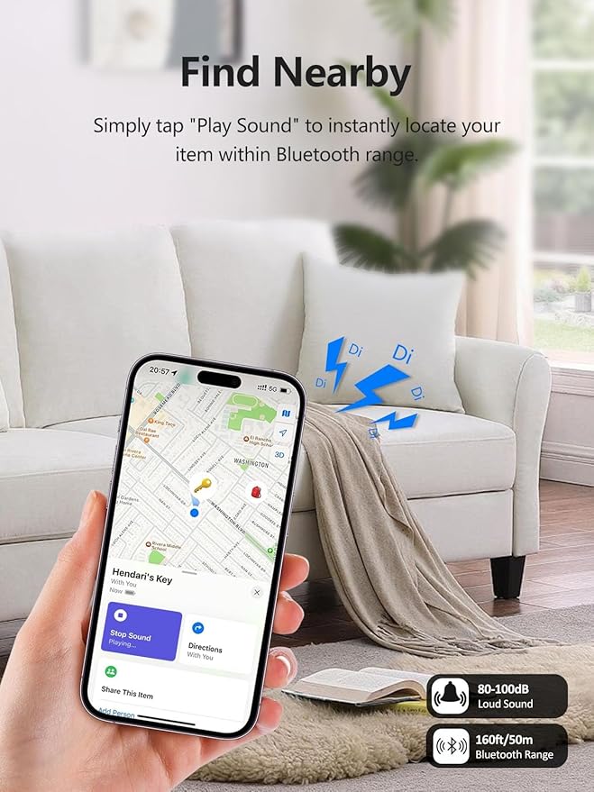 Tracker Tags, Item Finder Work with Apple Find My (iOS Only), Tracking Device Locator Smart Tag for Luggage, Keys, Wallet, Bike, Pets, Bags (Black, 1 Pack)