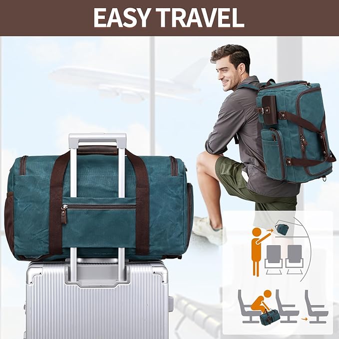 Travel Duffle Bag Weekender Bag with Shoe Compartment Overnight Bag for Men Travel Bag Carry on Luggage Dark Green