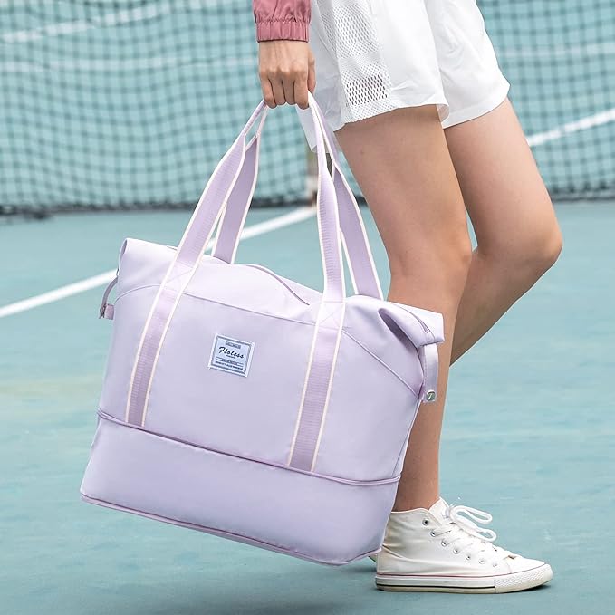 Travel Duffel Bag, Sports Tote Gym Bag, Shoulder Weekender Overnight Bag for Women