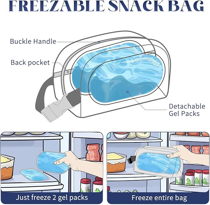 Cerbonny Small Cooler Bag Freezable Lunch Bag for Work School Travel, Leak-proof, Insulated, Suitable for 3+