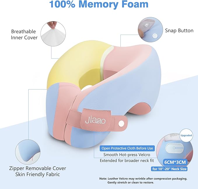 Travel Neck Pillow, Ergonomic Airplane Pillow for International Flights, Travel Essentials with 3D Eye Masks, Ear Plugs and Storage Bag, U Shaped Neck Support for Road Trips, Camping, Train