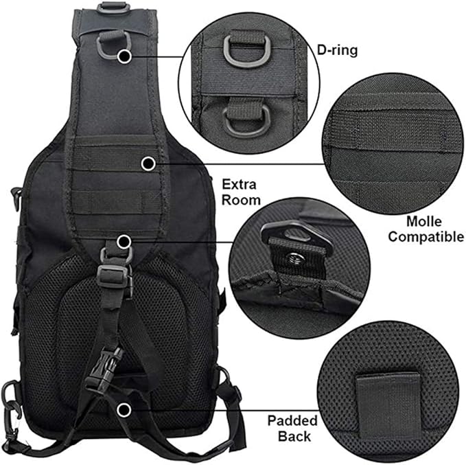hopopower Tactical Sling Bag Pack Military Rover Shoulder Backpack EDC Assault Range Bag, Water-Resistant